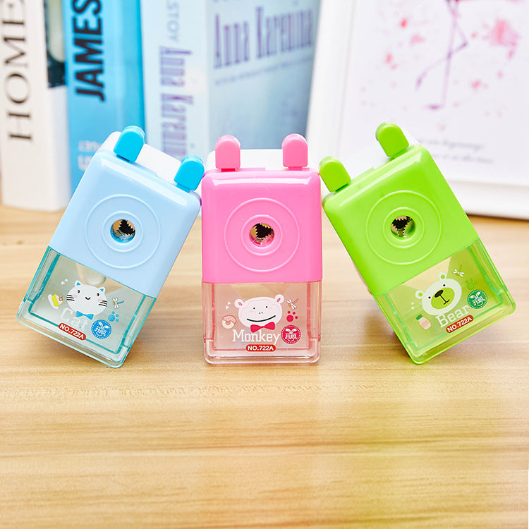 Small square pencil sharpener creative learning stationery pencil sharpener children's pencil sharpener cartoon pencil sharpener hand-crank pencil sharpener
