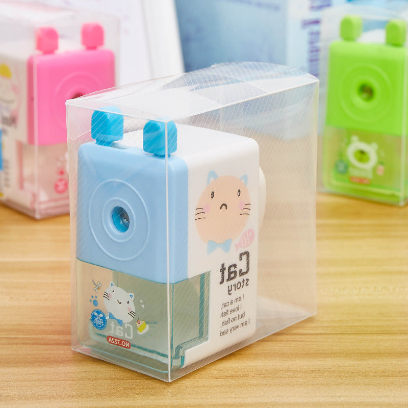 Small square pencil sharpener creative learning stationery pencil sharpener children's pencil sharpener cartoon pencil sharpener hand-crank pencil sharpener